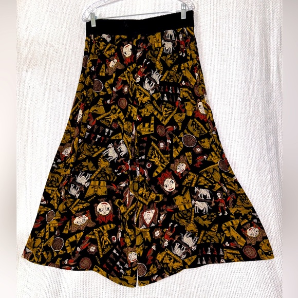 Marsha Brander For Componix Wide Leg Gaucho Pants 14 Funky Art Faces Rayon 80s L - Picture 2 of 14